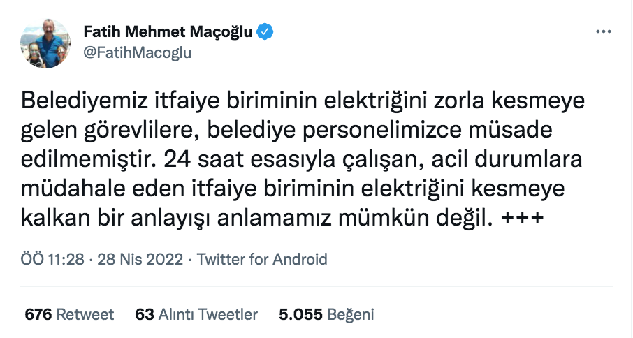 fatih mehmet macoglu ndan itfaiye ekiplerinin elektriginin kesilmesine tepki 1